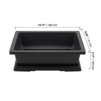 ZOENHOU 3 PCS 14x10 Inch Large Bonsai Training Pots, Rectangular Plastic Bonsai Training Pots with Deep Humidity Trays, Bonsai Plants Growing Pot for Garden, Yard, Office, Living Room, Balcony