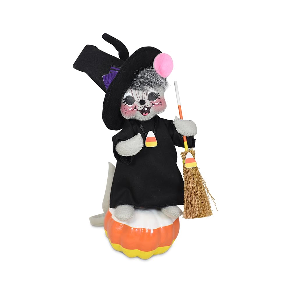 Annalee Mouse on Candy Corn Pumpkin, 6in Collectible Figurine