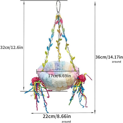 Bird Nest for Cage Bird Breeding Bed Cockatiel Snuggle Nest Parakeet Swing Bed Bird Hanging Hammock Parrot Sleeping Hut for Conure, Budgie, Lovebird, Finch, Small Pets-Pink, Large Size