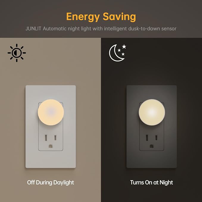 Night Light Plug in, Dimmable LED Mini Nightlights for Kids, Auto Dusk to Dawn Sensor, Automatic On and Off Night Lamp for Hallway,Bedroom, Stairway, 3 Brightness, Energy Efficient, 3CCT, 6Pack