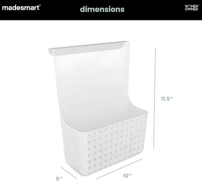 madesmart Over-Door Organizer, Storage for Aluminum Foil, Parchment Paper & Kitchen Wraps, Single Ventilated Bin with Soft-Grip Over-Door Hook, White