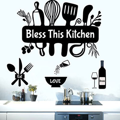 Large Kitchen Decals Quotes Kitchen Wall Stickers is The Heart of Home Vinyl Wall Sign Art Decor Word Saying with Kitchenware Big Butterfly DIY Wall Design Art Decor Home Decor.