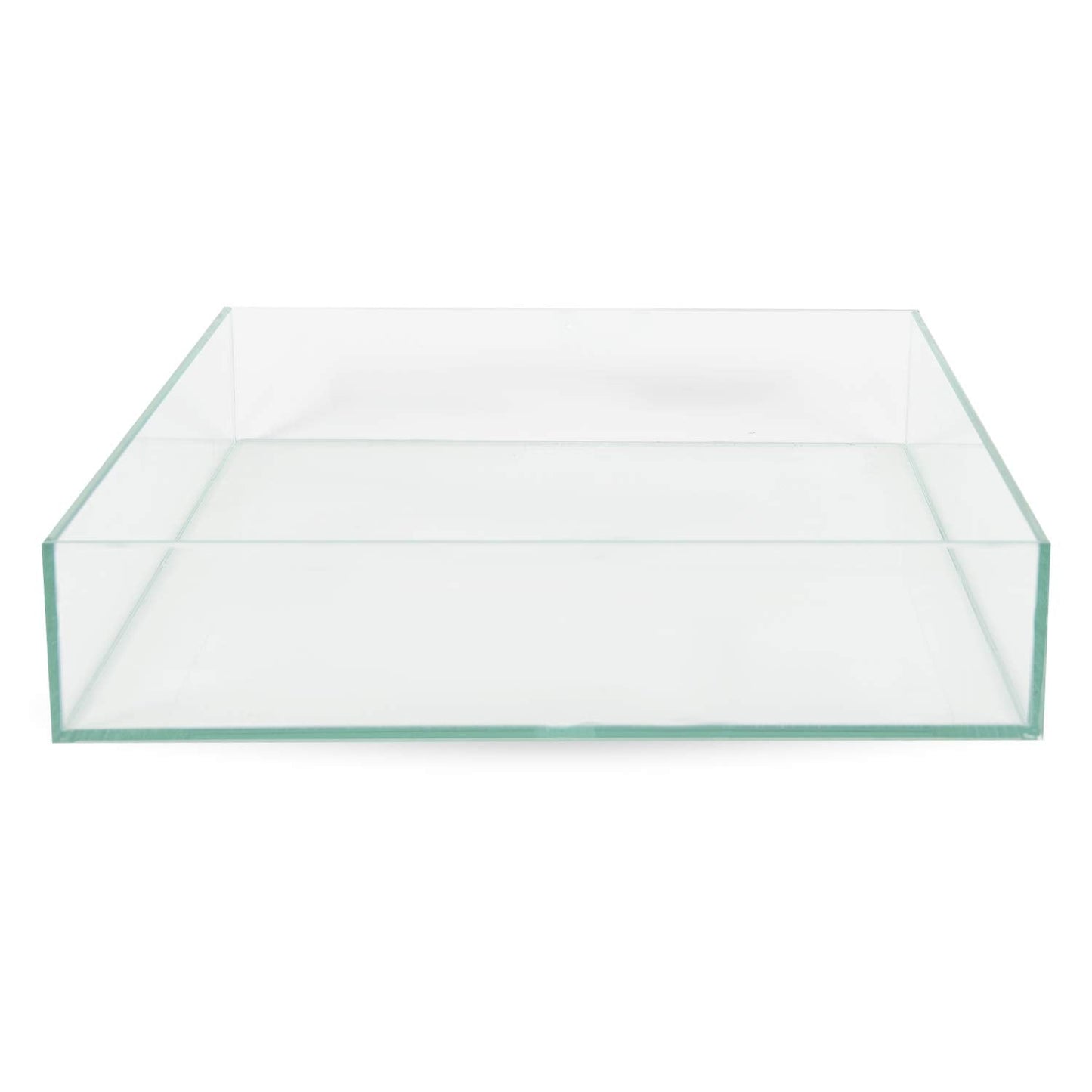 Clear Floral Glass Square Planter 3" H x 14" W x 14" L - Vase Vision Glass Pot