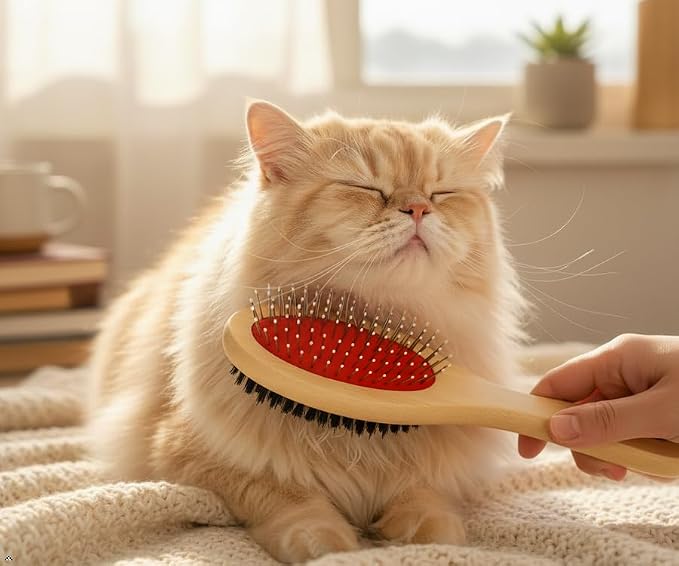Double-Sided Pet Grooming Brush, Bamboo, for Dogs and Cats | Soft Bristles and Firm Pins, All Coat Types