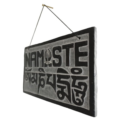 14cm / 5.5'' Fair Trade Nepalese Stone Om Sign namaste stone sign om padme welcome door hanger buddhist