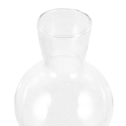 Veemoon Glass Flower Vase with Wooden Stand, High Borosilicate Glass Hydroponic Plant Terrarium for Indoor Home Décor and Tabletop Gardening
