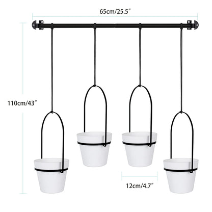 E-Know Hanging Planter Hanging Plant Holder, 6 Inch 4 Indoor Plastic Plant Pots, Wall/Window Plant Hanger Indoor Herb Garden