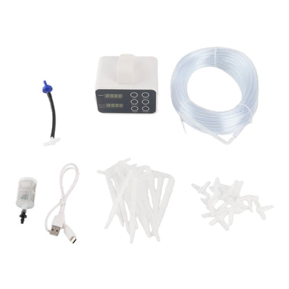 Focket Drip Irrigation System, Programmable Schedule IP65 Weather Proof Anti Siphon Self Watering System, Automatic Plant Waterer with 15 Drippers T Shaped Connectors for Indoor Plants