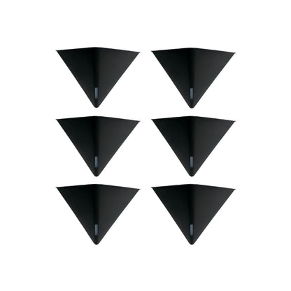 LaLaGreen Bundle - 12" x 6 Pack Black Large Self Watering Geometric Hanging Flower Vase Vessel with Metal Hanger, Modern Stylish Wall Mounted Succulent Pot Holder Decor