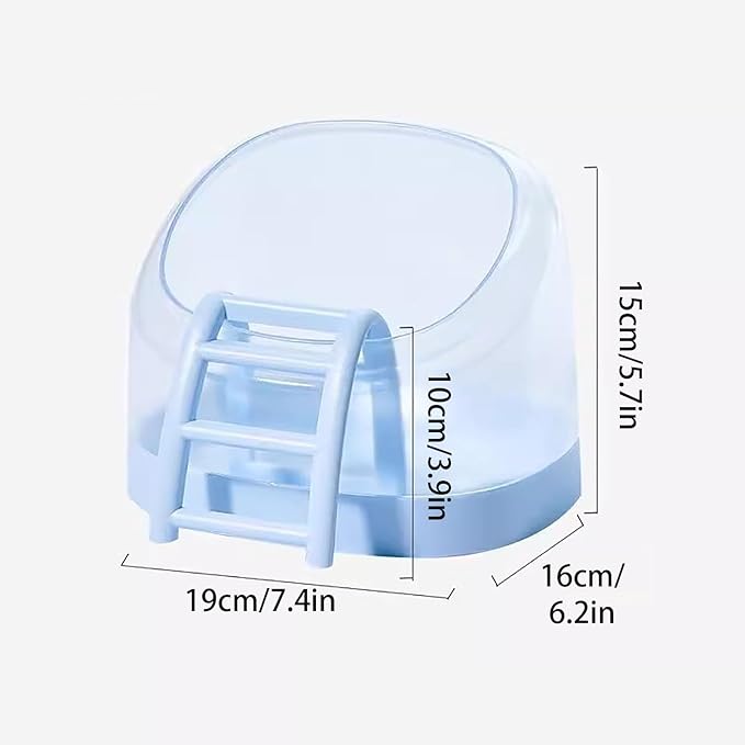Hamster Sand Bath Container with Climbing Ladder - Panoramic Transparent Chinchilla Dust Bath House Splash-Proof Bathing Hamster Litter Box(Pink)