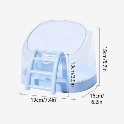 Hamster Sand Bath Container with Climbing Ladder - Panoramic Transparent Chinchilla Dust Bath House Splash-Proof Bathing Hamster Litter Box(Red)