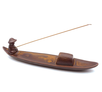 LamChyar Incense Stick Holder, Incense Holder for Insence Sticks, Tray for Incense Ash, Ceramic Crafts, Chinese Classical Boat Design, Home Décor, Best for Meditation, Yoga, Home, Office