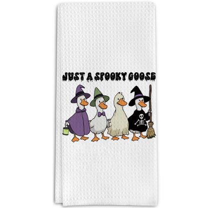 Halloween Goose Gifts Kitchen Towels, Just a Spooky Goose Decorative Towels for Bar Kitchen Bathroom