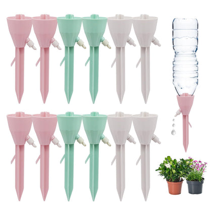 MYMULIKE 12 Pack Self Watering Planter Drip, Slow Watering for Plants Flowerpot, Plant Watering Spikes with Control Valve Switch Automatic Watering System, Plant Watering Devices for Flowerpot Plants