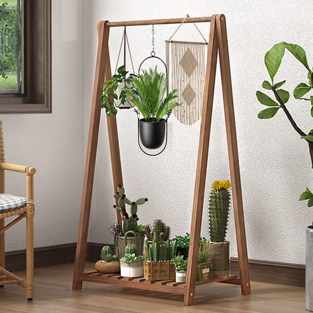 JUSUFU Metal Hanging Planters, 2pcs Black Hanging Planters for Indoor & Outdoor Plants, No Plant incld