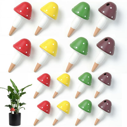 Prashent Plant Watering Globes, 16 Pack Self-Watering Terracotta Spikes - Mushroom Shape Irrigation Devices for Indoor & Outdoor Plants, Slow Release Watering System