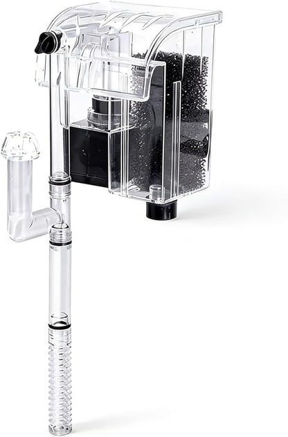 Small Fish Tank Filter, Hang on Filter for 1-5 Gal Nano Aquarium, Ultra Quiet Power Filter with Aeration & Oil Skimmer, Adjustable Flow for Betta Shrimp Tank