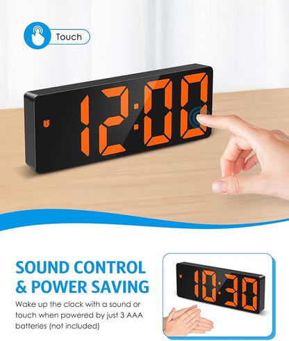 AMIR Digital Alarm Clock Large Display, LED Alarm for Bedroom, USB/Battery Powered Bedside Alarm Clock with Snooze, 12/24H, 3 Adjustable Brightness, Temperature, Electric Desk Clock for Home, Office