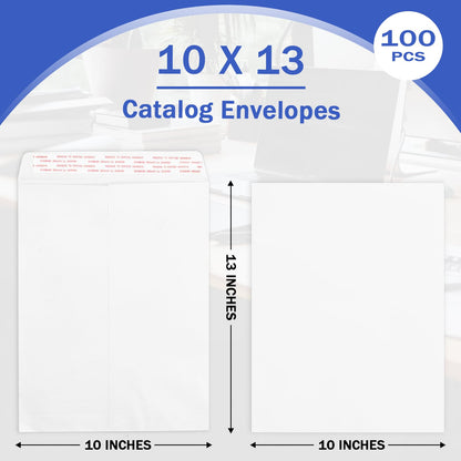 100 Pack 10x13 White Catalog Envelopes Self Seal, Goefun 100GSM Paper White Large Envelopes for Mailing, Organizing and Storage