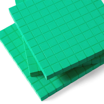 hand2mind Green Foam Base Ten Blocks, Flats Set, Place Value Blocks, Counting Cubes for Kids Math, Base 10 Math Manipulatives for Kids, Kindergarten Homeschool Supplies (Set of 10)