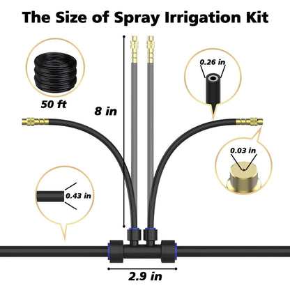 Drip Irrigation System 2 Ports - 360°Adjustable Garden Watering System 50FT with 30 Nozzles, Drip Irrigation Kit for Garden, Yard, Lawn, Greenhouse, Plants, 2/5 inch Hose