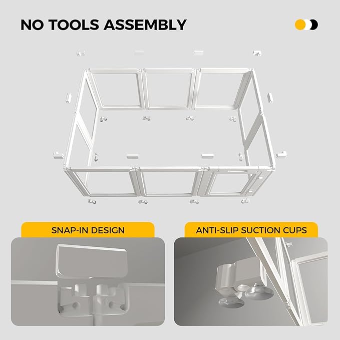 EVERFRONT Clear Acrylic Plastic Dog Playpen - Clear Dog Play Pen - Easy Assemble Acrylic Dog Playpen - Puppy Playpen, Small Animal Playpen, Dog Play Pen Indoors (White, 23.6", 12PCS Divider)