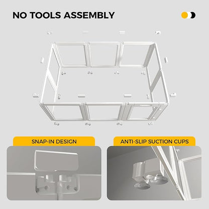 EVERFRONT Clear Acrylic Plastic Dog Playpen - Clear Dog Play Pen - Easy Assemble Acrylic Dog Playpen - Puppy Playpen, Small Animal Playpen, Dog Play Pen Indoors (White, 30.3", 12PCS Divider)