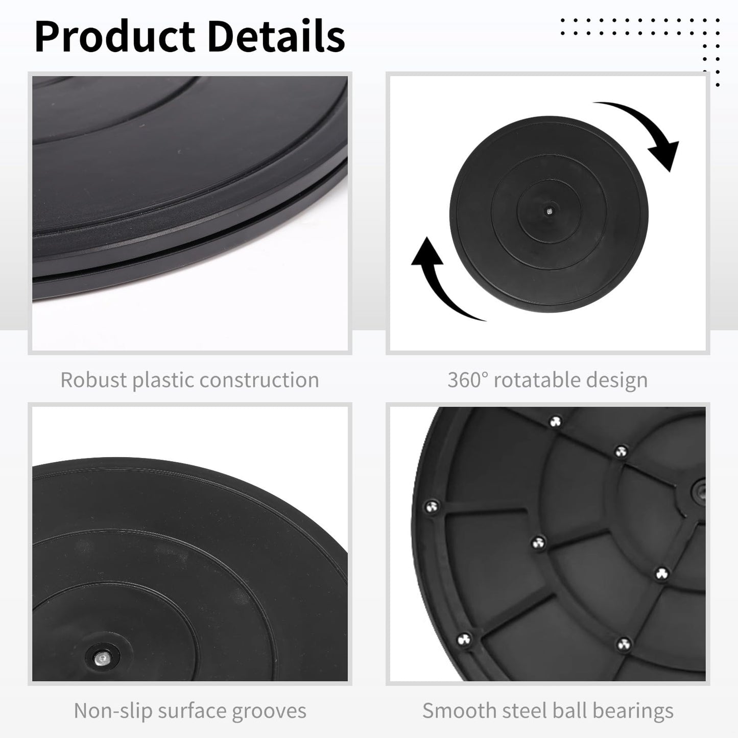 Vestamore 2 Pcs Swivel Bases, Heavy Duty Plastic, Steel Ball Bearings with Rotating Swivel Stands, Lazy Susans, 16 Turntable, Double-Sided Rotating Flat Stands for Arts, Crafts, Monitor, Tv