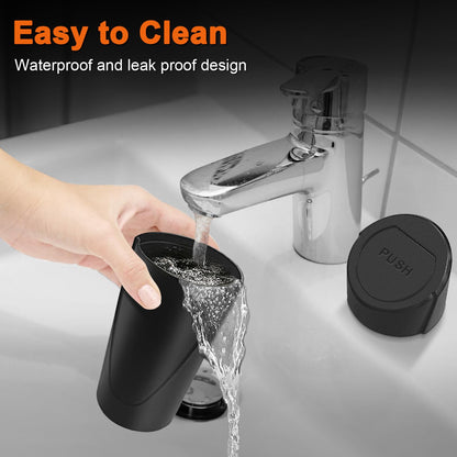 Kincown Car Trash Can, 2 Packs Mini Car Trash Bin with Lid, Leakproof Cup Holder Car Garbage Can with 60 Trash Bags, Vehicle Front Back Seat Organizers and Storage for Car, Home, Office, Black