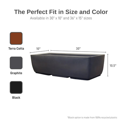 RTS Home Accents 30" Urban Rectangular Garden Planter, Graphite - Stylish, Durable, and Weather-Resistant Planter for Outdoor Gardens, Patios, and Urban Spaces