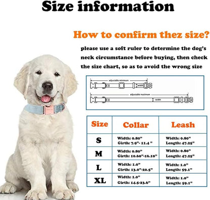 Love Dream Velvet Dog Collar and Leash Set, Soft & Comfy Adjustable Dog Leash and Collar with Heavy Duty Metal Buckle for Small Medium Large Dogs Training & Walking (Small, Dark Pink)