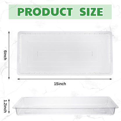 SiliFine 20 Pcs Clear Plastic Plant Saucer Rectangular Plant Drip Trays Transparent Thick Heavy Duty Plastic Liners for Planters for Indoors Outdoors Flower Pots Window Sills Window Shelf, 14" x 6"