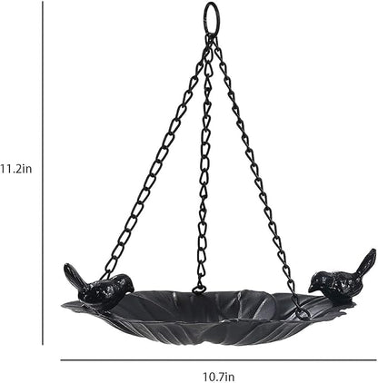 Jemeni Wild Bird Feeder Tray - 10.7 Inch Hanging Seed Plate for Garden, Backyard, Patio - Attracts Birds, Durable & Easy to Clean (Black)