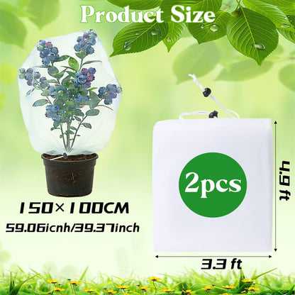Bird Netting for Garden Protection, 2 Pack Garden Netting Pest Barrier with Drawstring 3.3Ftx4.9Ft Blueberry Bushes Fruit Tree Netting Garden Plant Protection Mesh Covers for Vegetables Bushes Flowers