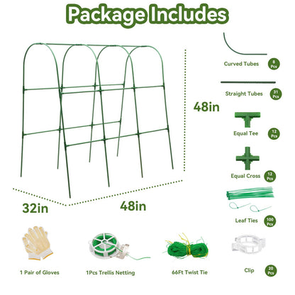 TOCCYARD Cucumber Trellis for Raised Bed, U-Shape Garden Trellis for Climbing Plants Outdoor, Metal Arch Trellis for Vegetables, Plant Support for Tomato, Pea, Zucchini, Squash