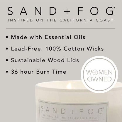 Sand + Fog Scented Candle - California Beach House – Additional Scents and Sizes – 100% Cotton Lead-Free Wick - Luxury Air Freshening Jar Candles - Perfect Home Decor – 12oz (Pack of 2)