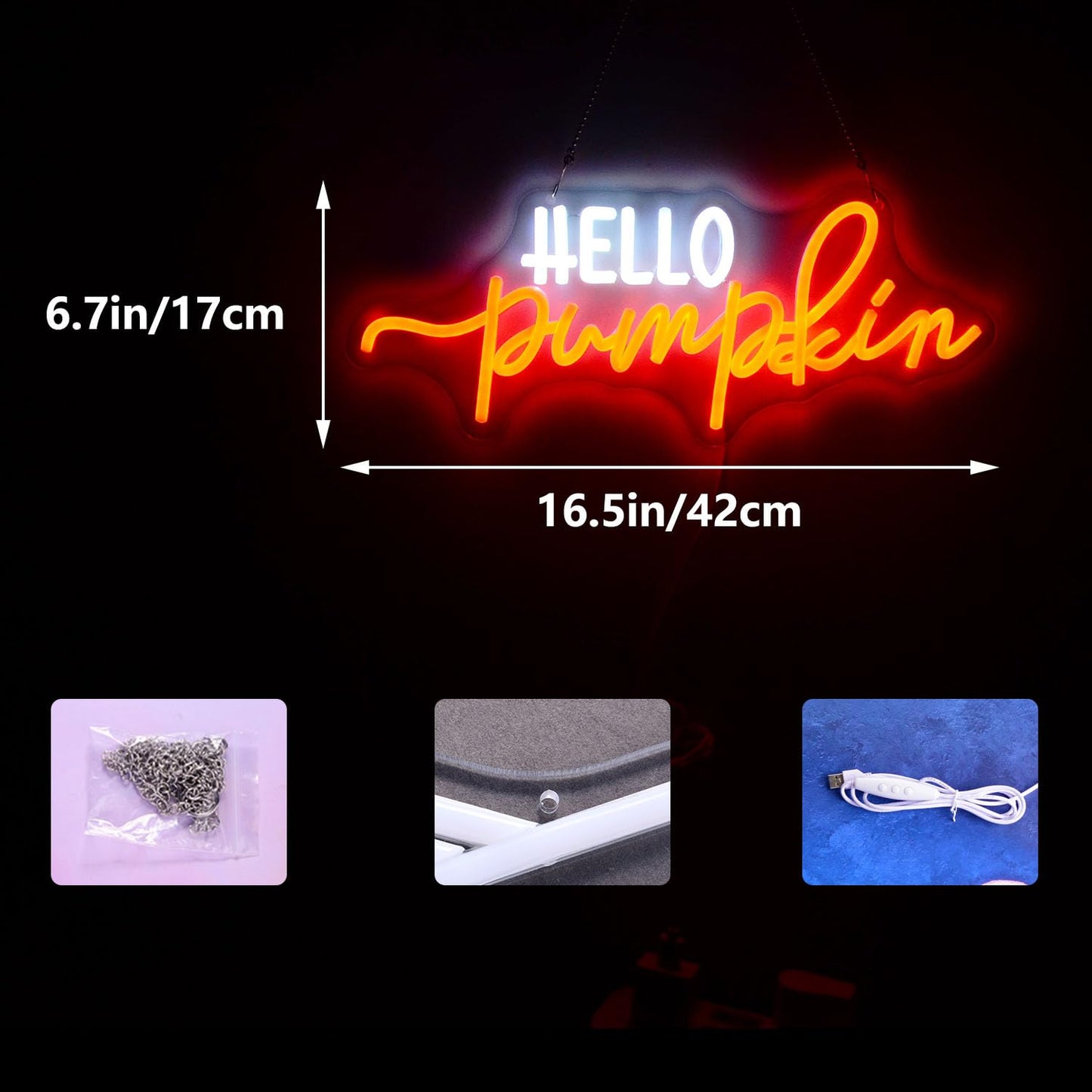 Hello Pumpkin Neon Light Sign Fall LED Wall Decor with Glowing Orange Pumpkin Neon Signs for Autumn Thanksgiving Halloween or Spooky Party Decoration - Home Bar Café Window Light