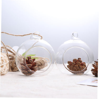 Cabilock 6pcs Clear Hanging Glass Vases Flat Base Design for Succulents and Plants for Terrarium Displays and Wedding Decor Lightweight Borosilicate Glass