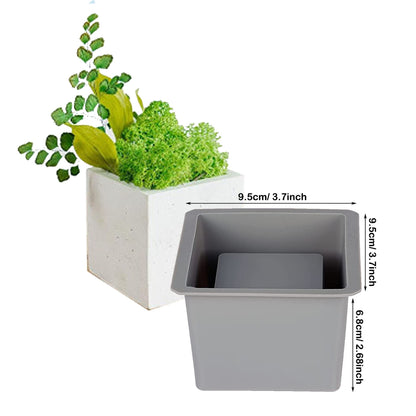 Yayatty Flowerpot Silicone Molds, 2 PCS Silicone Molds for Concrete Flower Pots, Square and Round Double-Layer Design Concrete Pot Molds for DIY Homemade Succulent Planters Gardening Pots