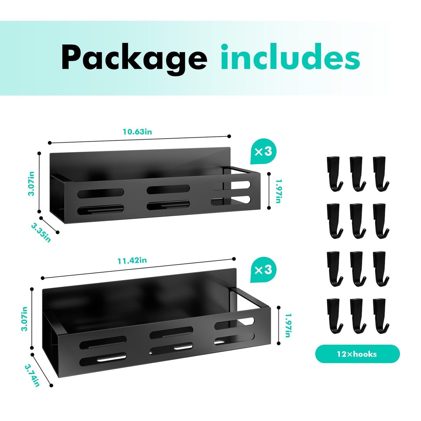 2 Pack Magnetic Spice Rack for Refrigerator, Black Magnetic Shelf and Fridge Kitchen Cabinet Organizers Storage Seasoning Organization Mini Shelves, Organizadores de Cocina