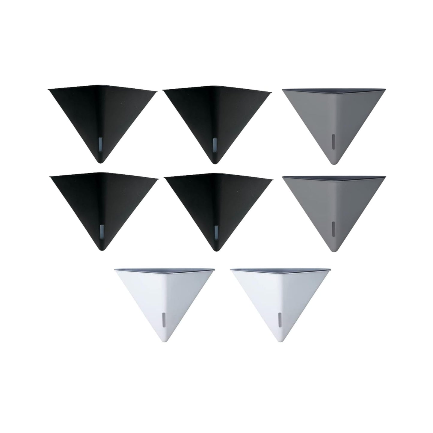 LaLaGreen Bundle - 12" x 4 Pack Black + 12" x 2 Pack Gray + 12" x 2 Pack White Large Self Watering Geometric Hanging Flower Vase Vessel with Metal Hanger, Modern Stylish Wall Mounted Succulents Pots