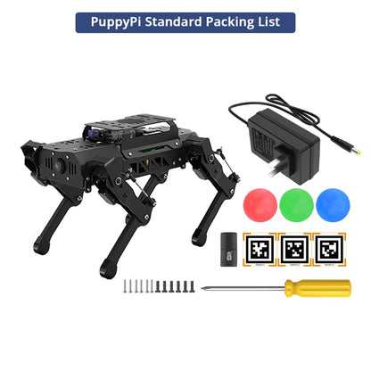 PuppyPi Robot Dog with ChatGPT Large AI Models AI Embodied Intelligence ROS Robotic Dog Vision Scene Voice Understanding SLAM Mapping Navigation Bionic Quadruped Robot, Standard Kit & RaspberryPi5 2GB
