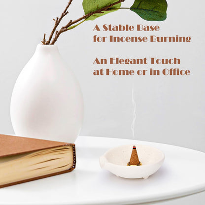 Incense Holder for Sticks Cones Sage Palo Santo 4 in 1 Incense Stick Burner Holder with Ash Catcher Modern Ceramic Incense Burner Bowl for Home Cleansing Meditation