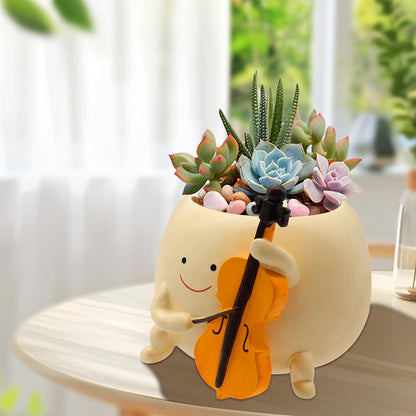 Tuenmofun Cute Unique Smiley Head Plant Pot Funny Resin Face Succulent Planter for Indoor & Outdoor Flower