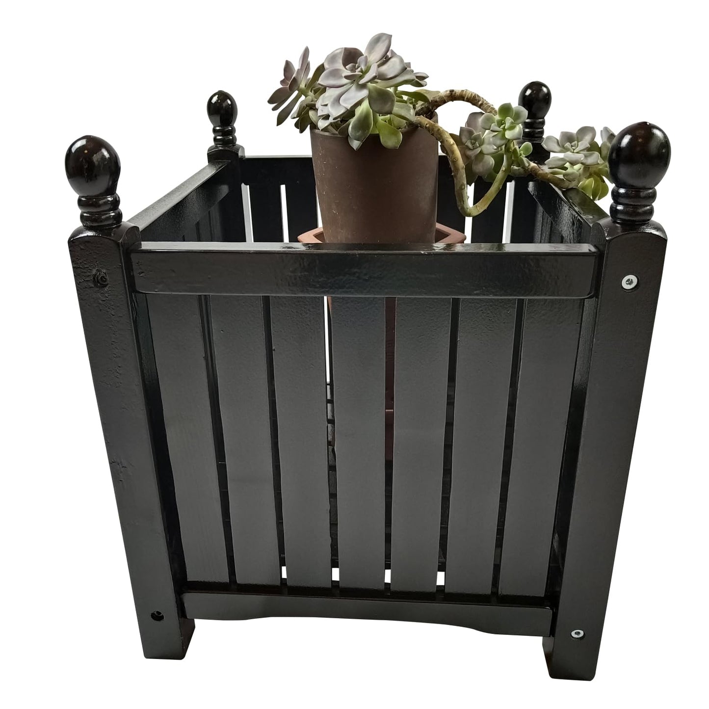 Wood Outdoor Square Wooden Flower and Herb Pot for Garden, Porch and Patio - Outside Plant and Vegetable Container Planter Black
