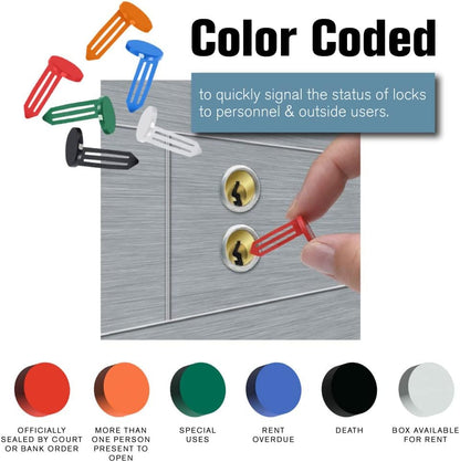 BankSupplies Keyhole Signals - Blue Rent Overdue Signal - Box of 25 - Non-Chip - Reusable & Long-Lasting - at-a-Glance Organization - Color Coded Plugs