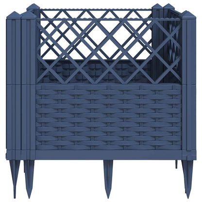 WRJENFSC Blue Grey Square Modular Garden Planter 17.1 Inch Polypropylene with Basketweave Matte Finish for Outdoor Flowers Vegetables Gardening on Patio Balcony Backyard