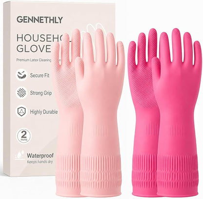 Rubber Dishwashing Gloves, Reusable Cleaning Dish Gloves for Kitchen, Long Cuff for Washing Dishes