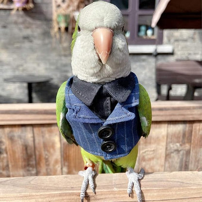 Bird Clothes Birds Flight Suit,Tuxedo Business Suit for Parrots African Greys Parakeet Cockatiel Sun Conure Christmas Party Birthday Cosplay Photo Prop Small Animals Apparel (2XL,Denim Suit)
