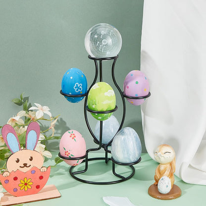 NBEADS Crystal Sphere Holder 8" Tall, 7 Eggs Display Stand 1.61" Diameter Black Metal Multi-Sphere Display Holder for Crystal Sphere Globe Home Office Decor Ornament
